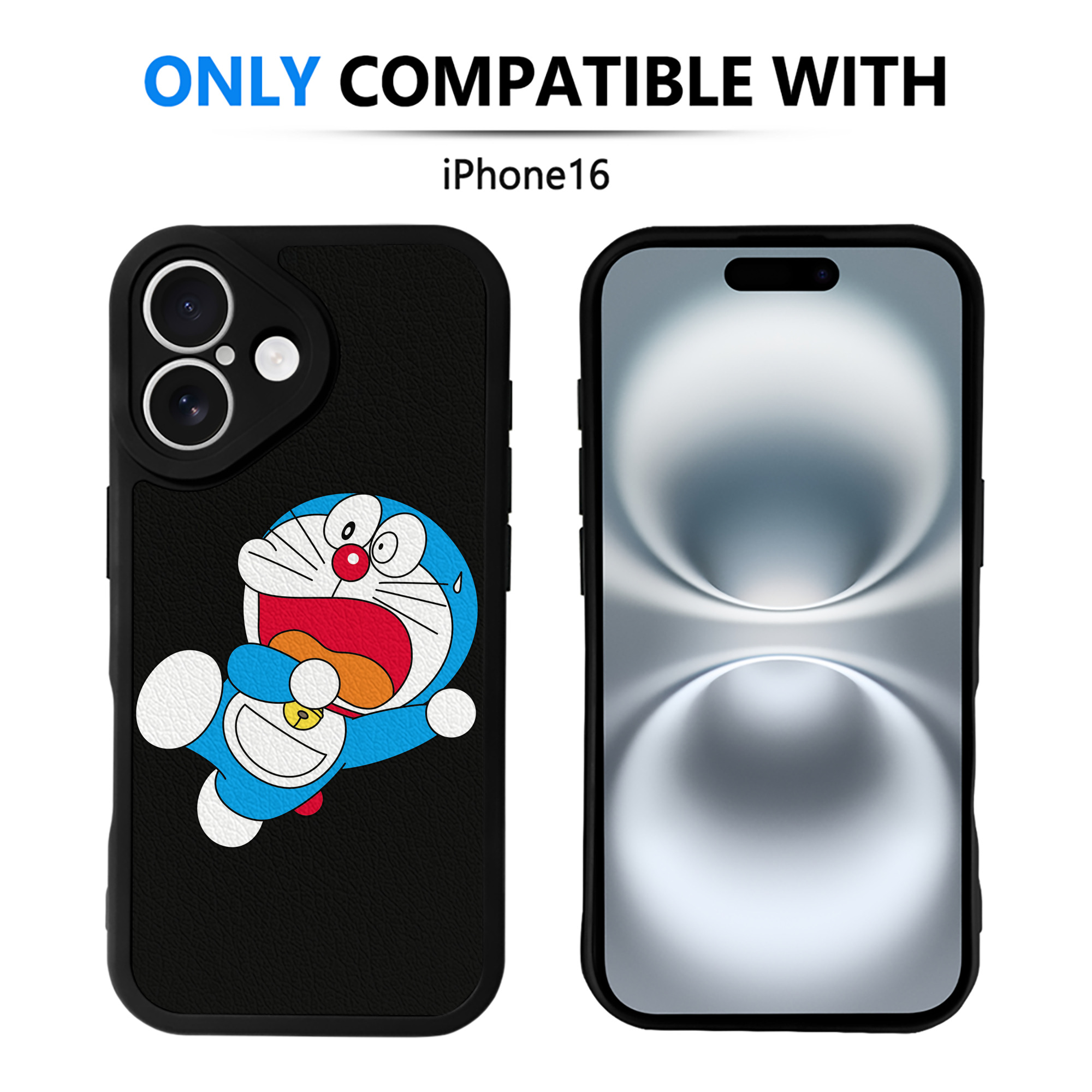 （画像用） ドラえもん Doraemon 【iPhone 16シリーズ対応】シリコンスマホケース（レザー調） 材質：シリコン